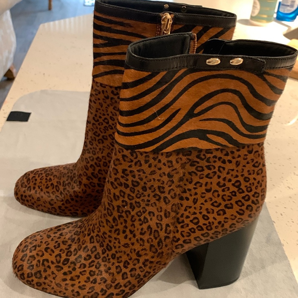 Franco Sarto leopard Calf Hair boots